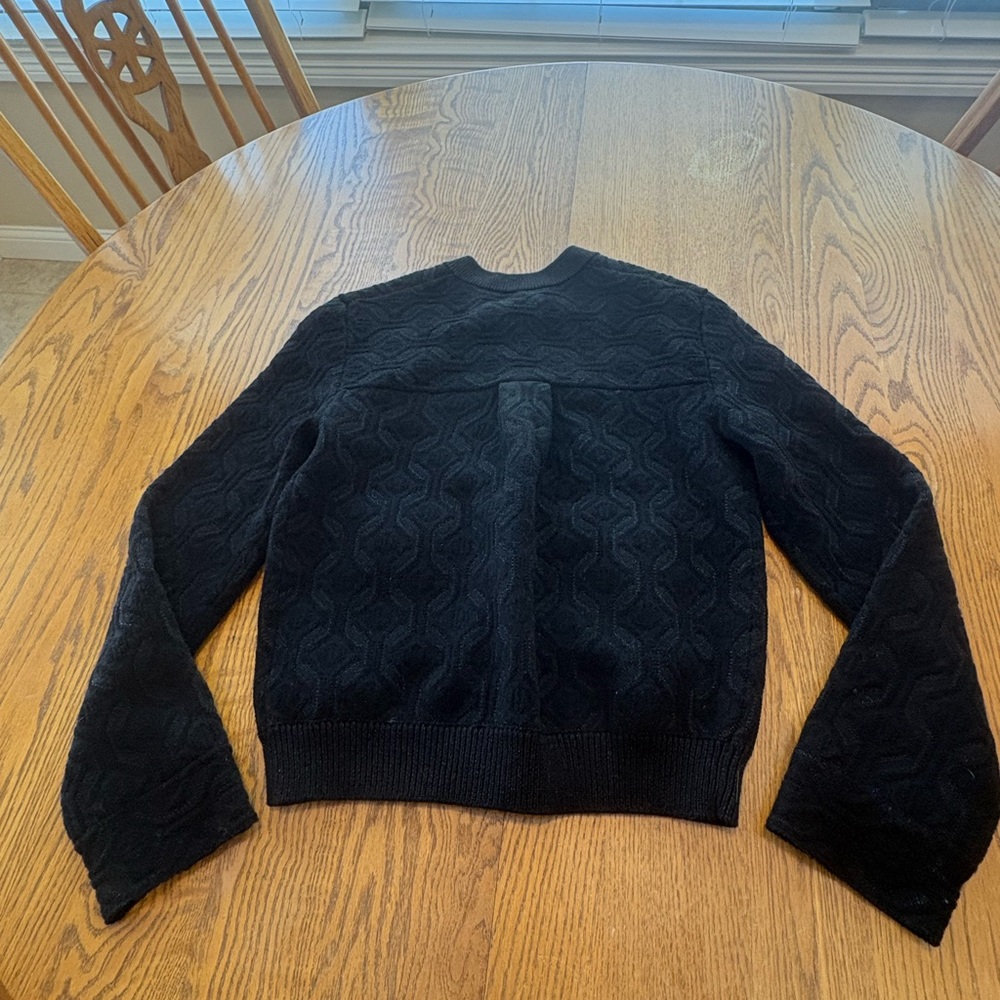 Maje Monserra Jacquard Patterned Black Cardigan Jacket Gold Buttons Size 1 US S - Picture 7 of 12